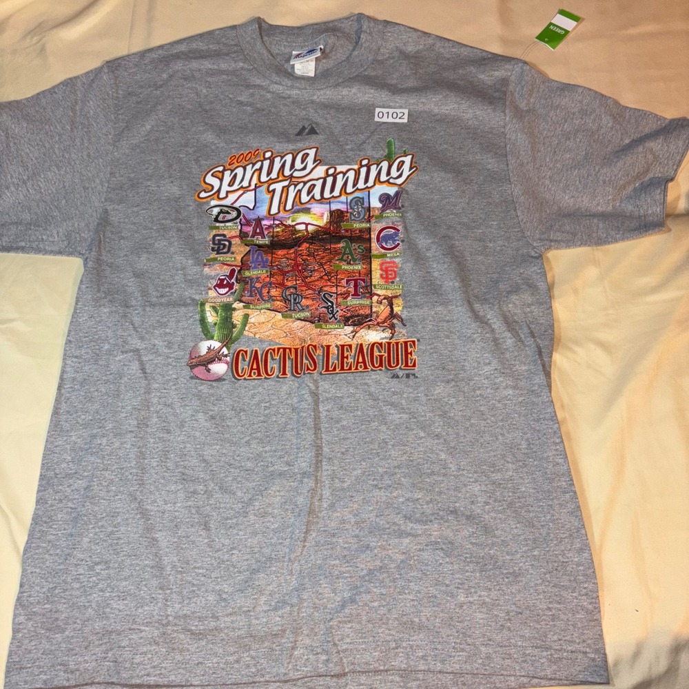 Majestic Mens L 2009 MLB Spring Training Cactus League Graphic T-Shirt Gray